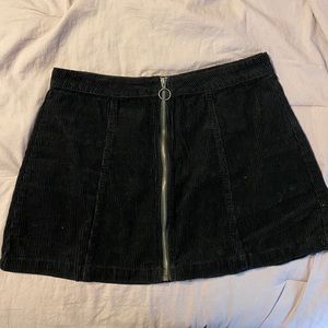 Black Corduroy Zipper Skirt